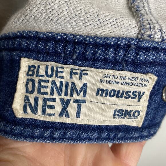 Moussy x iSKO Blue Future Face Denim Next Collab Medium‎ Wash Jean Jacket - Picture 4 of 7